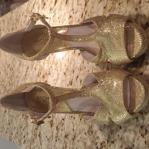 Michael Kors Gold Glitter Heels Size 8.5